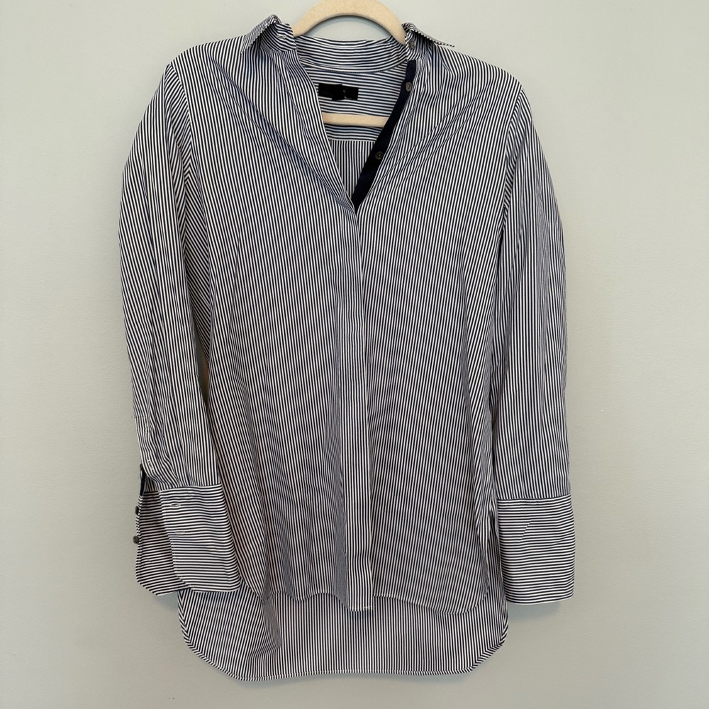 J. Crew Navy and White Casual Button Down Shirt